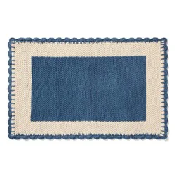Loloi Sylvie Border Scatter Rug, 20 in x 32 in, Blue