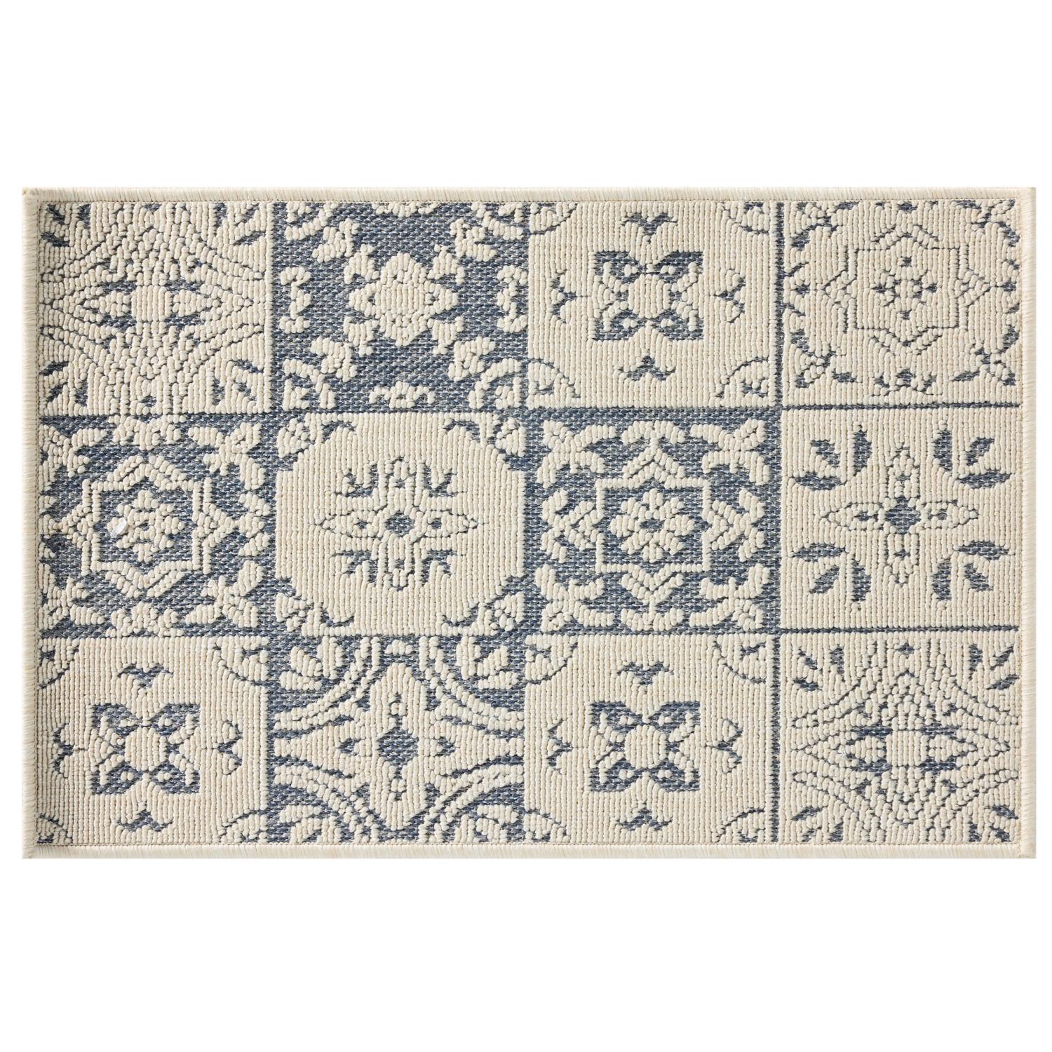slide 1 of 2, Loloi Vintage Tile All-Purpose Mat, 20 In X 30 In, Cream Blue, 20 x 30