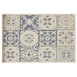 Loloi Vintage Tile All-Purpose Mat, 20 In X 30 In, Cream Blue