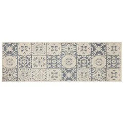 Loloi Vintage Tile All-Purpose Mat, 20 In X 60 In, Cream Blue