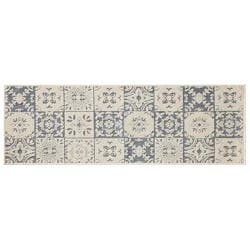 Loloi Vintage Tile All-Purpose Mat, 20 In X 60 In, Cream Blue