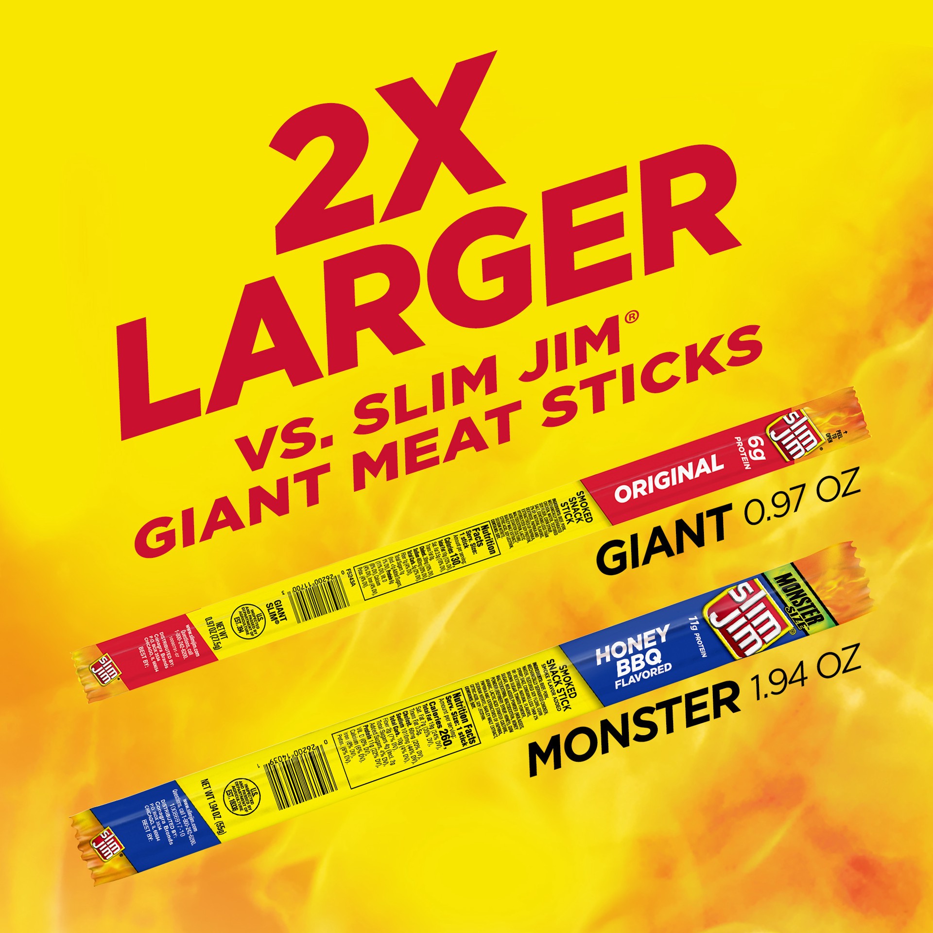 slide 4 of 5, Slim Jim Monster Size Honey BBQ Flavored Smoked Snack Stick Monster Size 1.94 oz, 1.94 oz