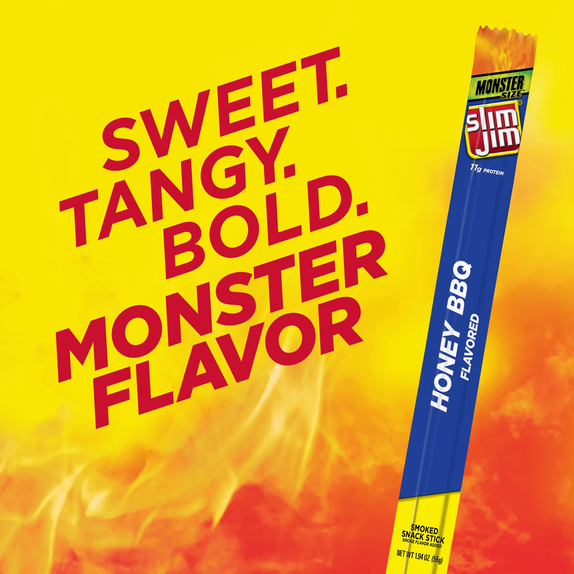 slide 5 of 5, Slim Jim Monster Size Honey BBQ Flavored Smoked Snack Stick Monster Size 1.94 oz, 1.94 oz