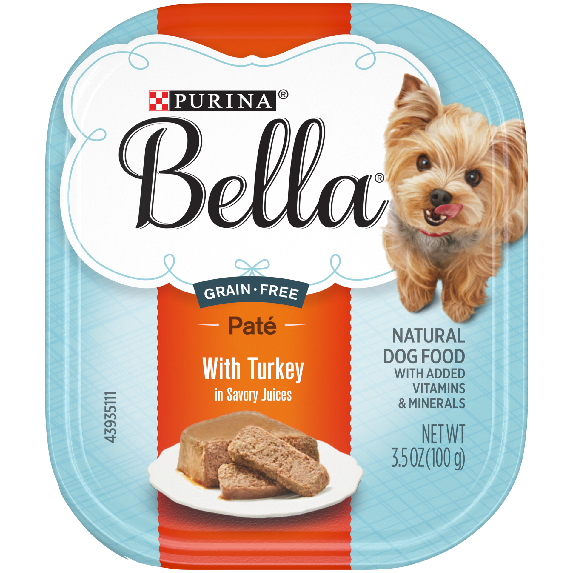 slide 1 of 9, Bella Purina Bella Grain Free Natural Small Breed Pate Wet Dog Food, Turkey in Savory Juices, 3.5 oz