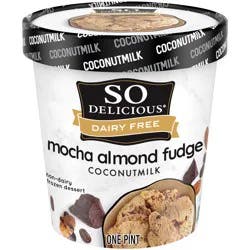 So Delicious Dairy Free Coconut Milk Frozen Dessert, Mocha Almond Fudge, Vegan, Non-GMO Project Verified, 1 Pint