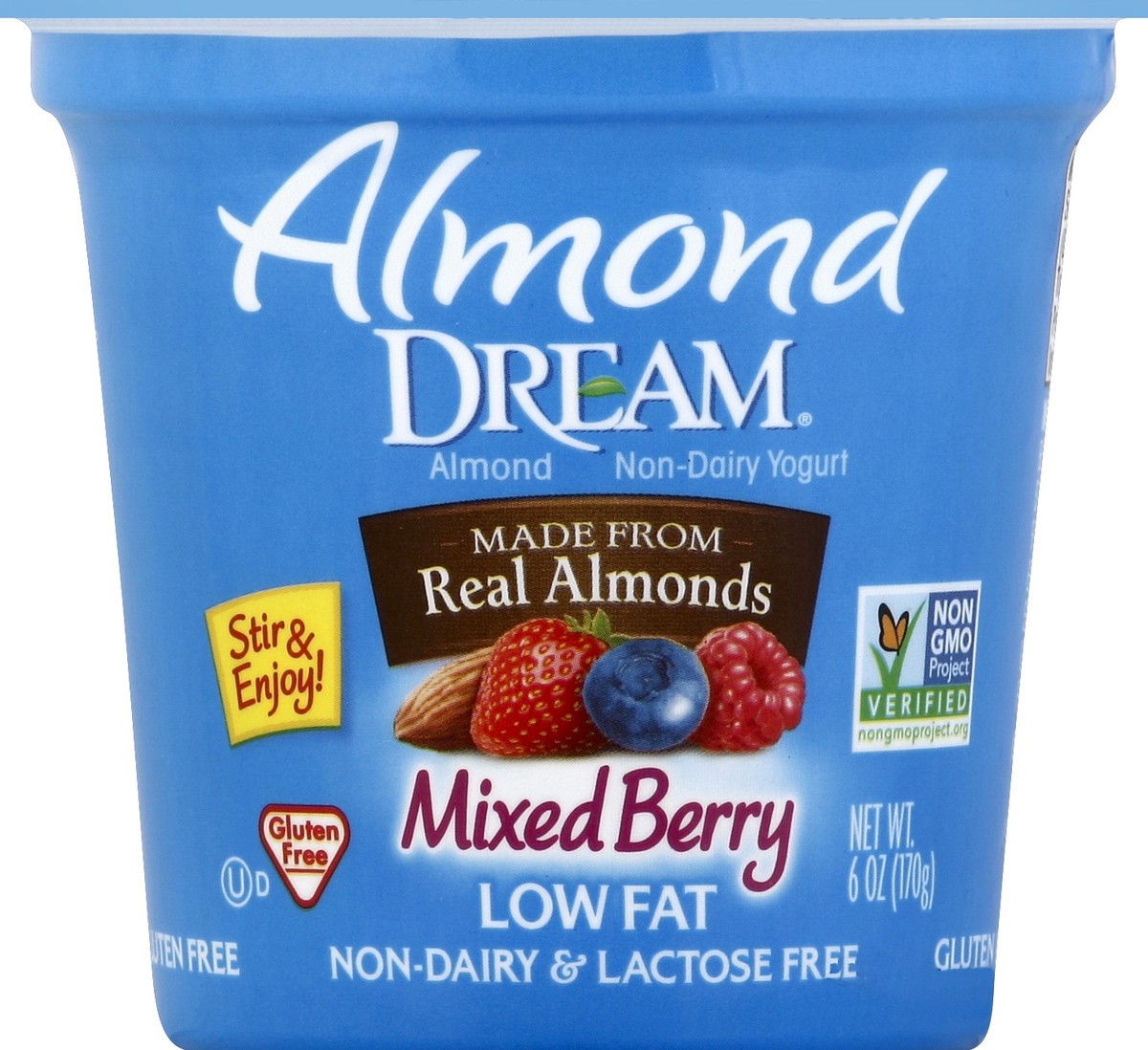 slide 3 of 3, Almond Dream Almond Non-Dairy Yogurt Low Fat Mixed Berry, 6 oz