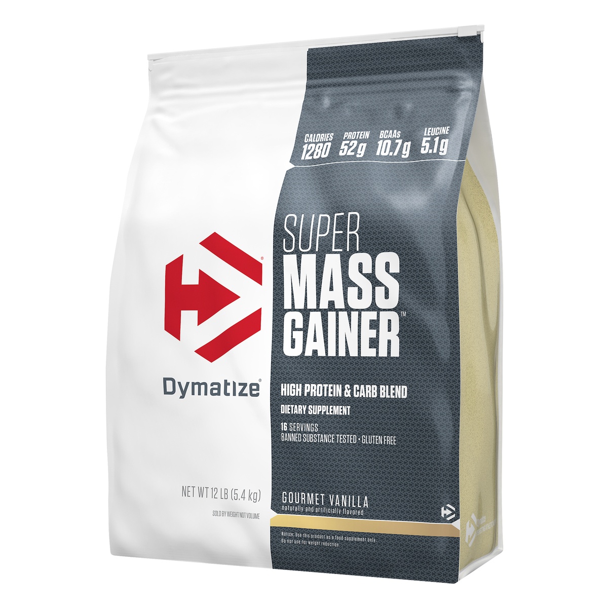 slide 3 of 6, Dymatize Super Mass Gainer - Gourmet Vanilla, 12 lb