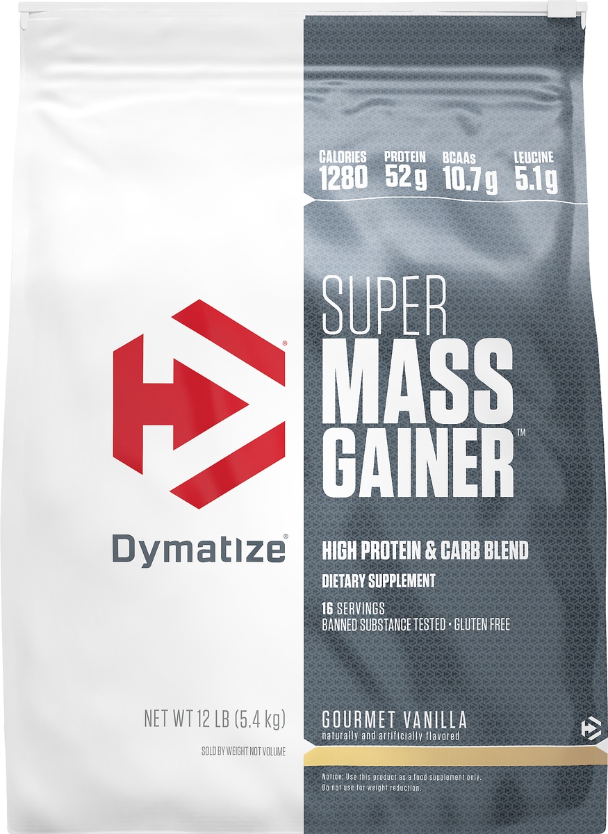 slide 5 of 6, Dymatize Super Mass Gainer - Gourmet Vanilla, 12 lb