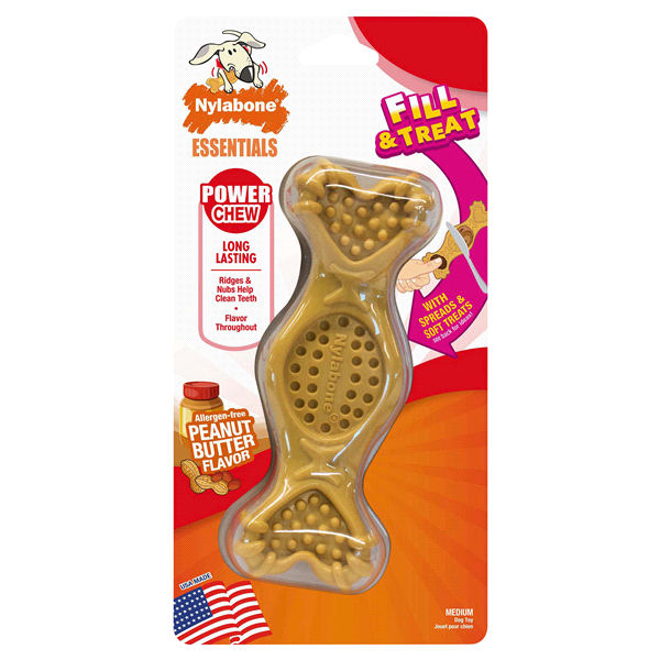 slide 1 of 1, Nylabone Peanut Butter Flavor Medium Power Chew, 1 ct