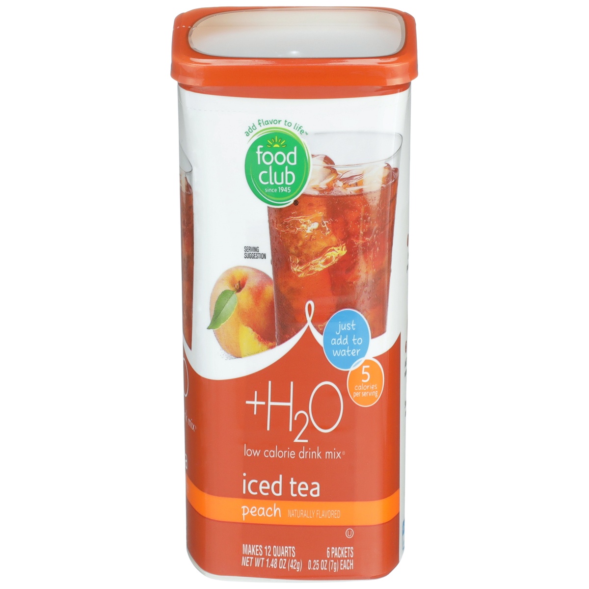 slide 1 of 8, Food Club +h2o, Peach Iced Tea Low Calorie Drink Mix, 12 qt