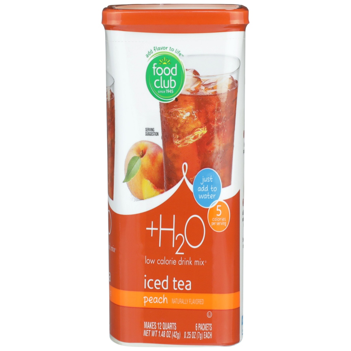 slide 7 of 8, Food Club +h2o, Peach Iced Tea Low Calorie Drink Mix, 12 qt
