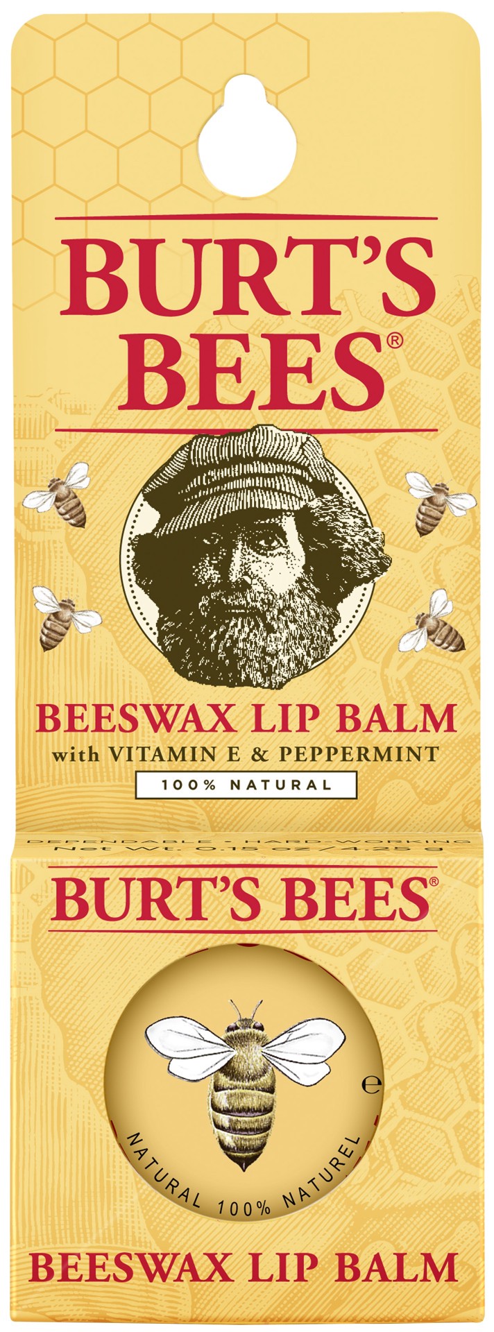 slide 1 of 1, Burt's Bees 100% Natural Moisturizing Lip Balm Tin, Original Beeswax with Vitamin E & Peppermint Oil, 1 Tin, 0.3 oz