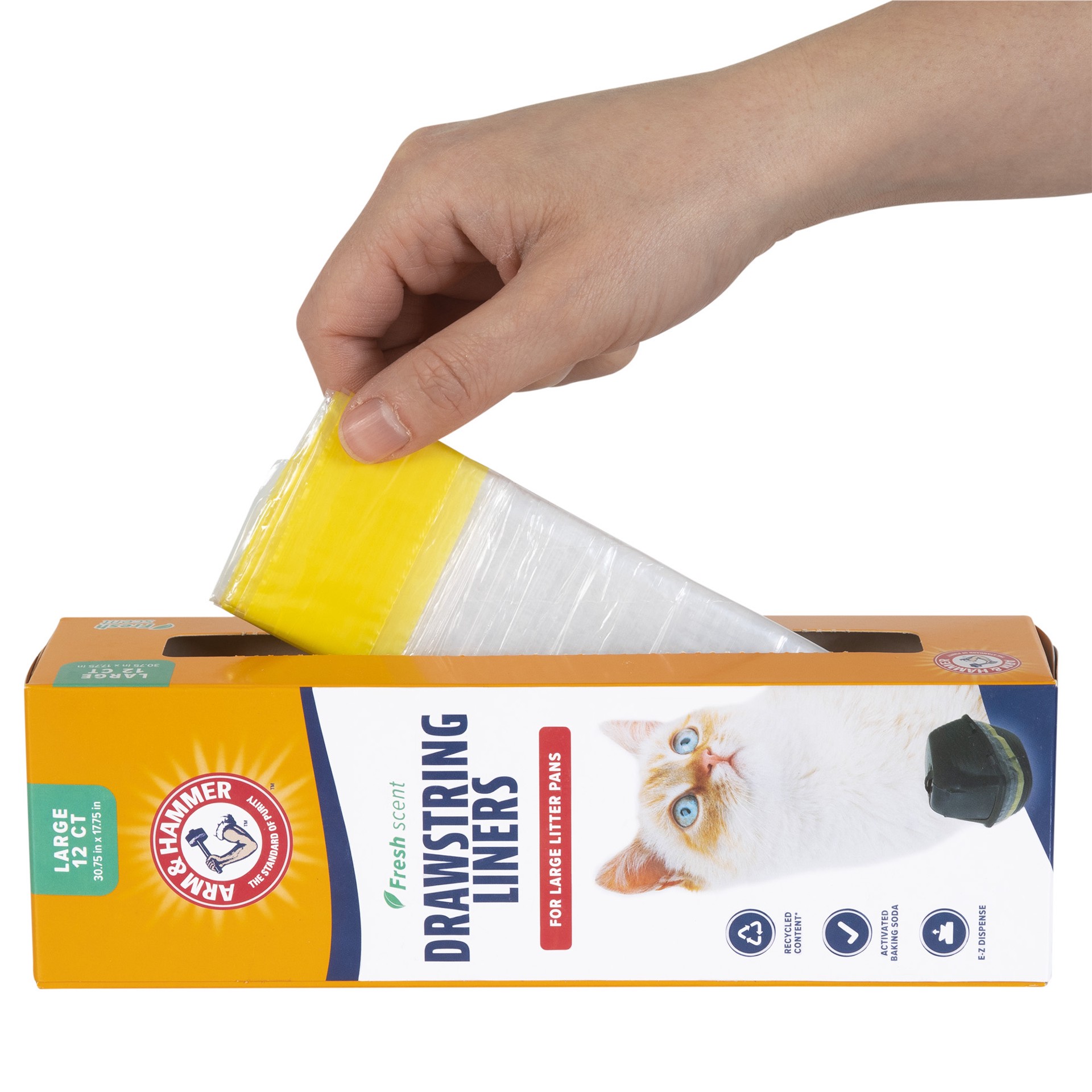 slide 2 of 10, ARM & HAMMER Fresh Scent Large Drawstring Liners for Large Litter Pans 1 Each, 1 ct