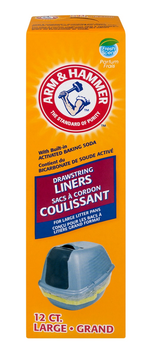 slide 1 of 1, ARM & HAMMER Stay Fresh Large Drawstring Pan Liners, 12 ct