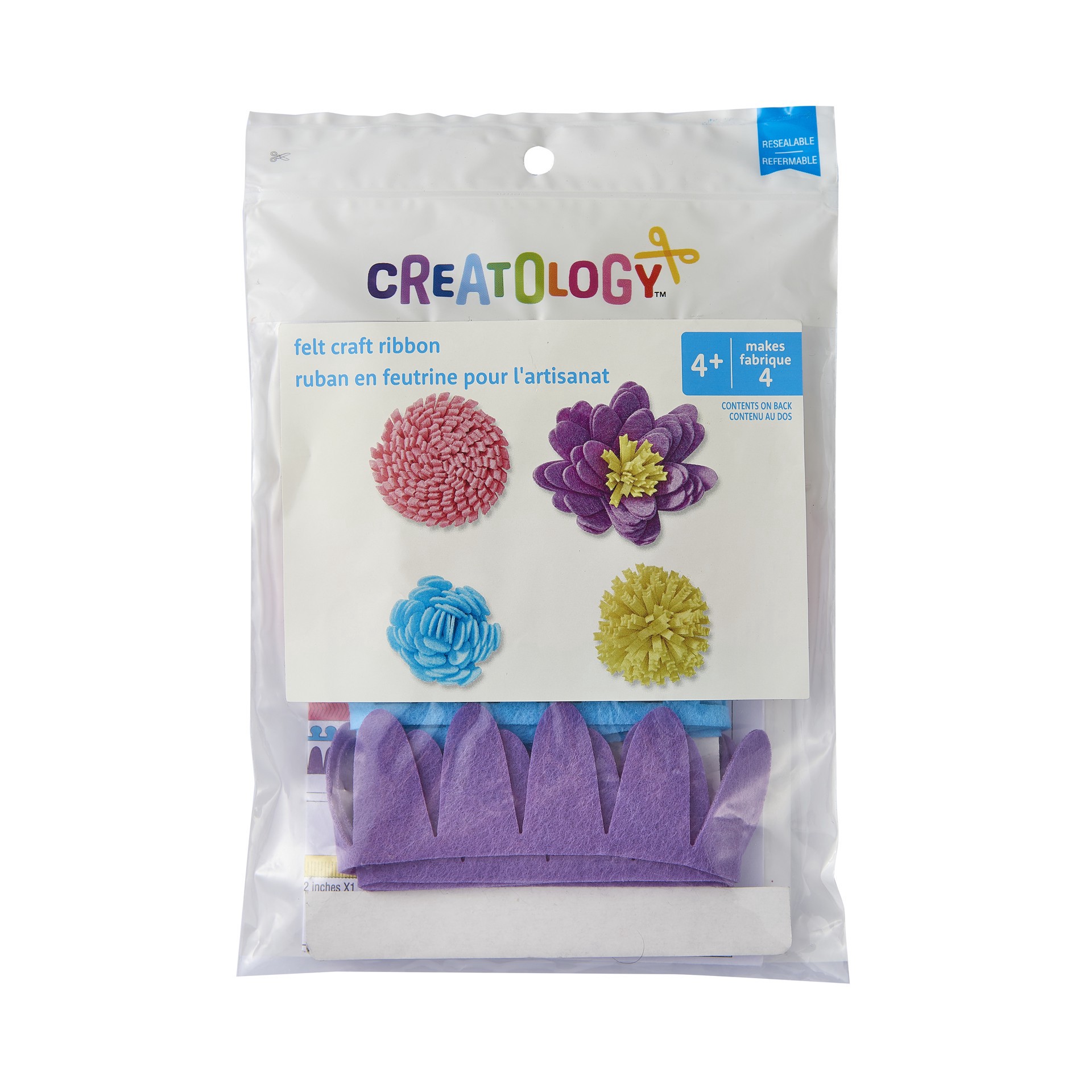slide 4 of 4, Neon Felt Ribbon Flower Craft Kit By Creatology, 36 in