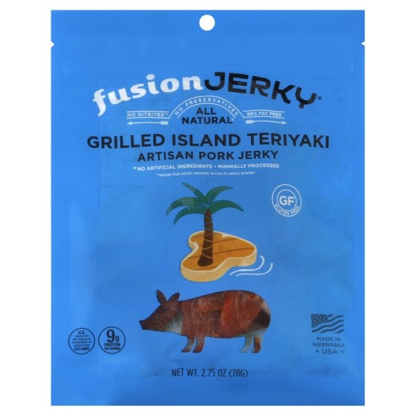 slide 1 of 1, Fusion Jerky Island Teriyaki Pork, 2.75 oz