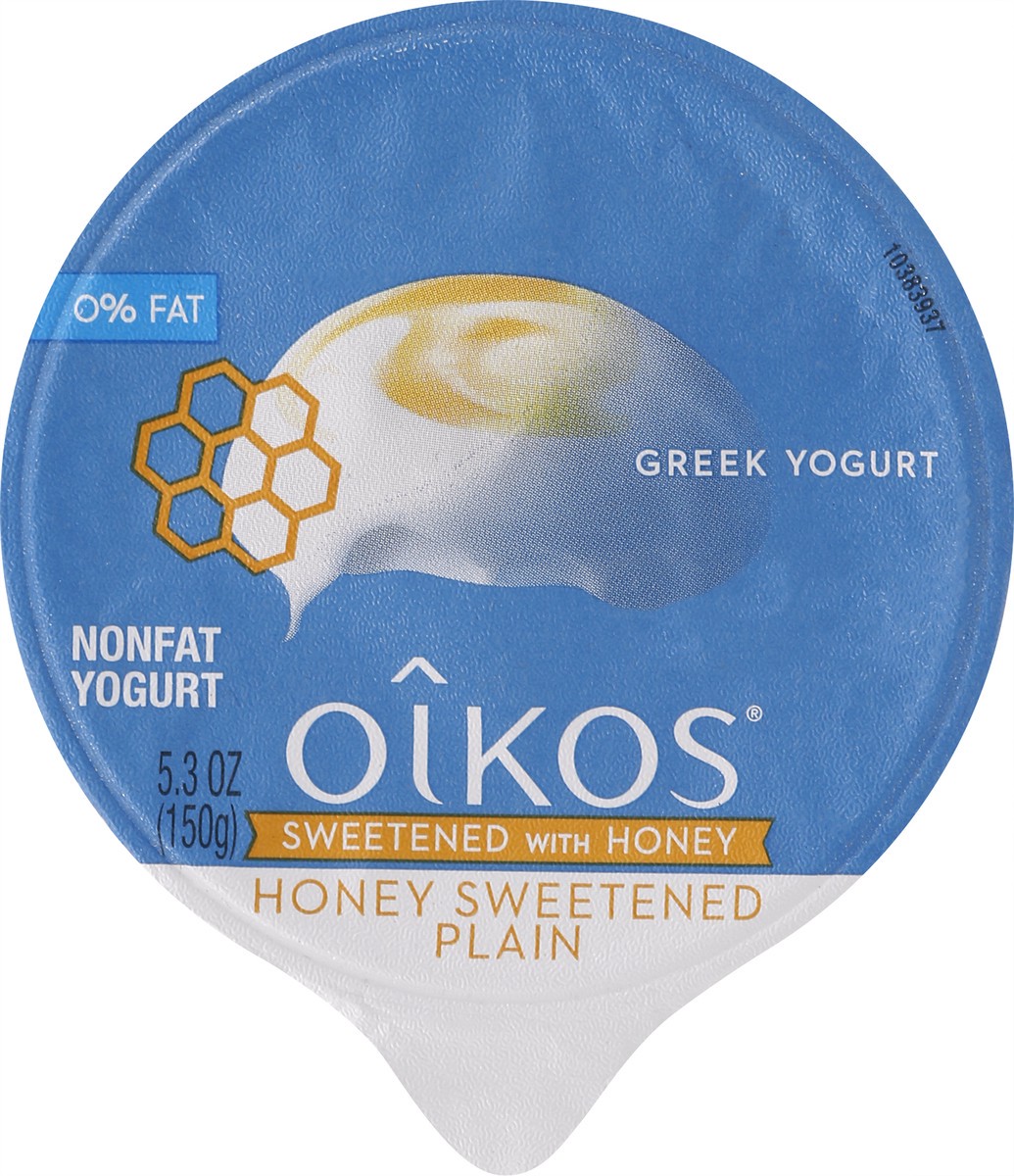 slide 6 of 10, Oikos Nonfat Greek Blended Honey Sweetened Plain Yogurt 5.3 oz, 5.3 oz