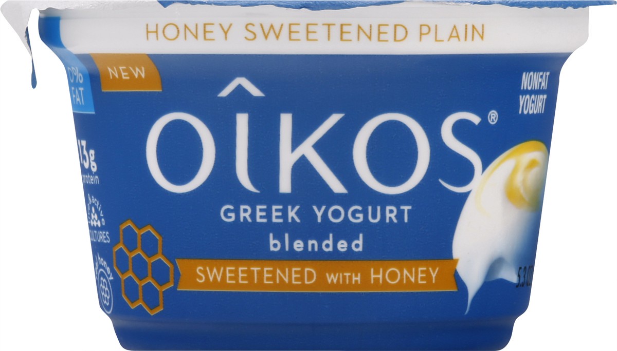 slide 9 of 10, Oikos Nonfat Greek Blended Honey Sweetened Plain Yogurt 5.3 oz, 5.3 oz