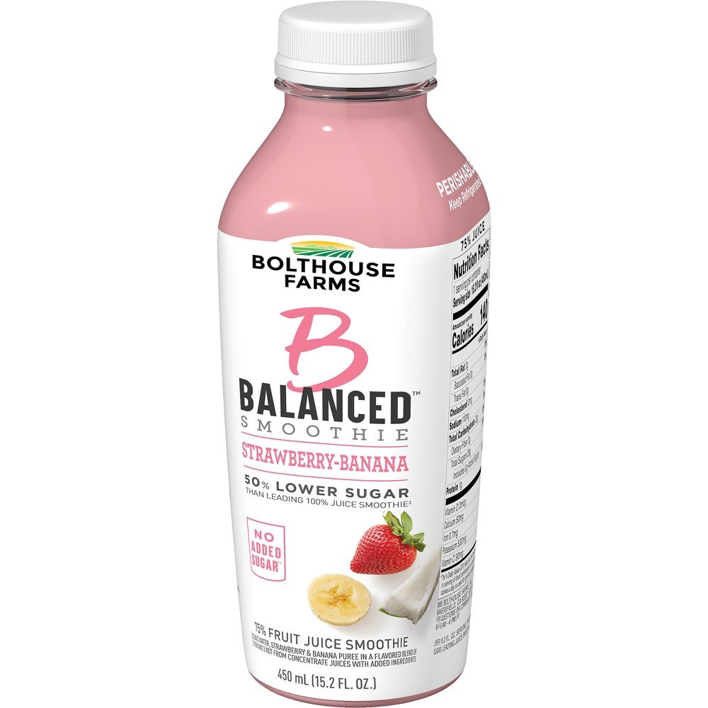 slide 7 of 7, Bolthouse Farms B Balanced Strawberry Banana Smoothie, 15.2 fl oz