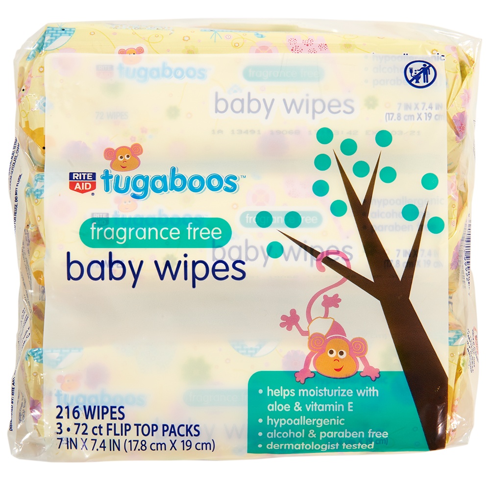 slide 1 of 2, Rite Aid Tugaboos -Baby Wipes, Fragrance Free, 216 ct