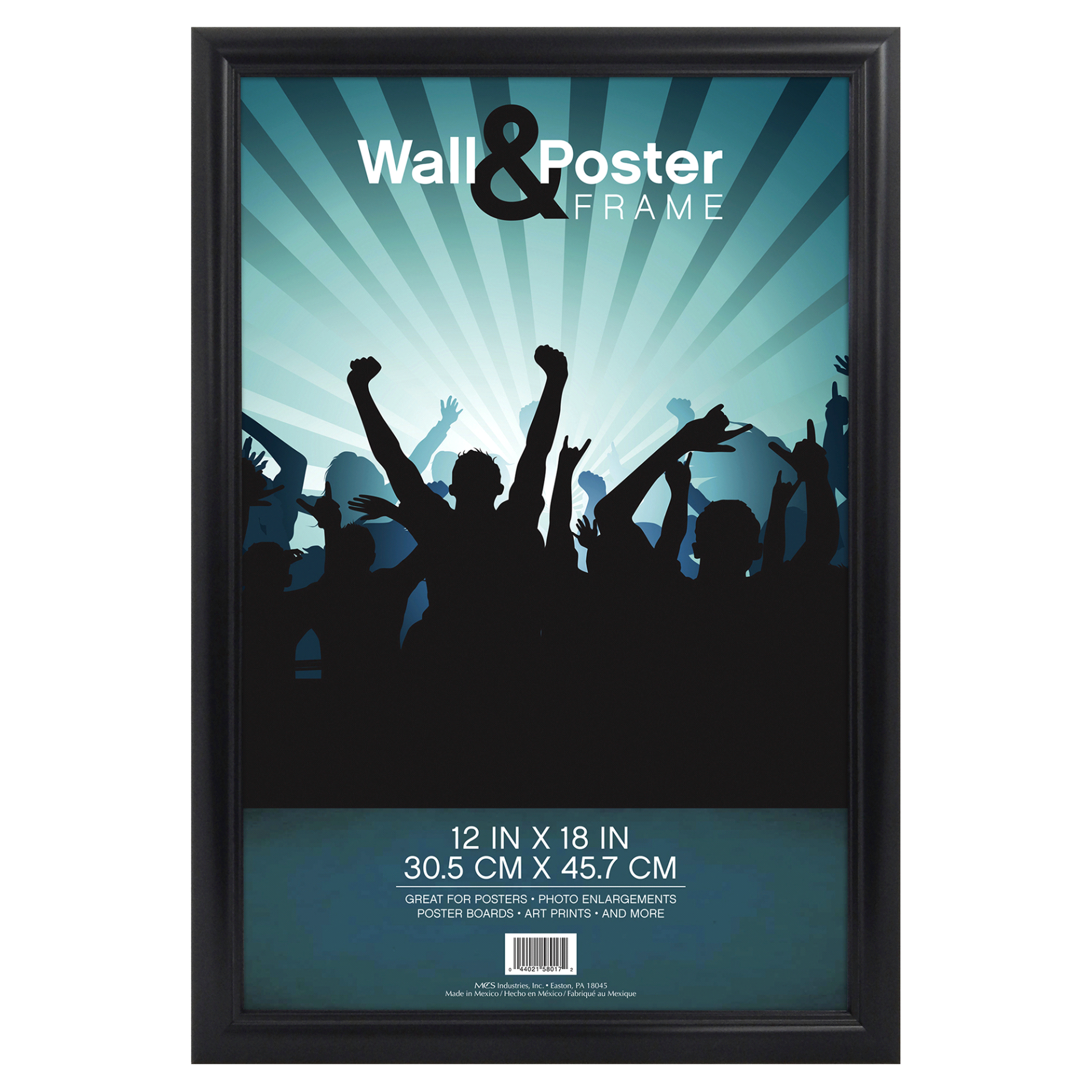 slide 1 of 1, MCS Townsend Poster Frame - Black, 12 in x 18 in