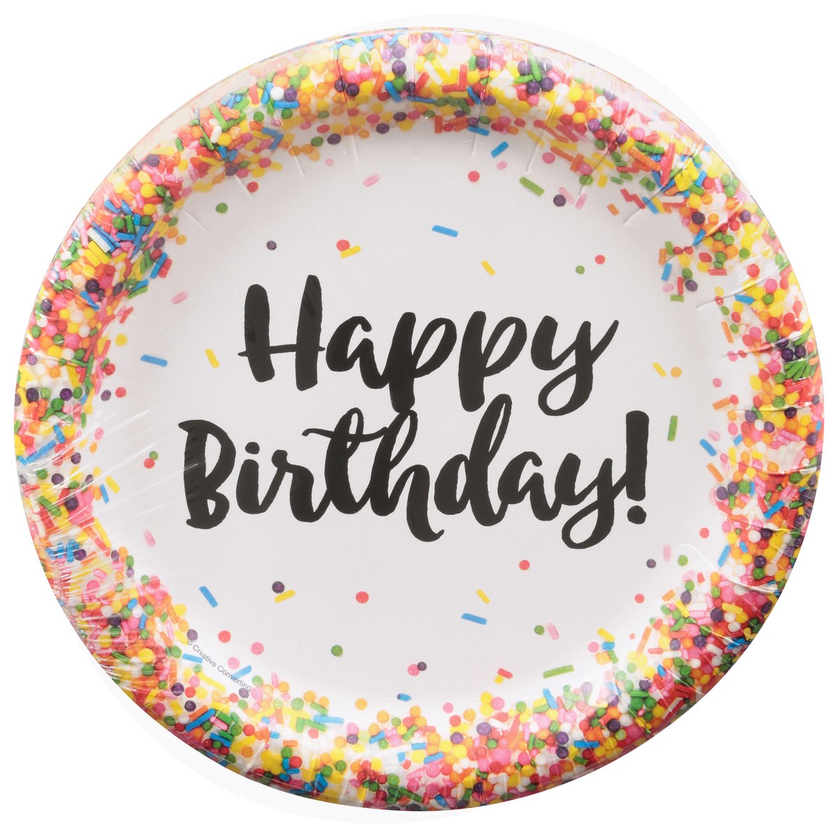 slide 1 of 9, Party Creations Happy Birthday Sprinkles Plates 8 ea, 8 ct