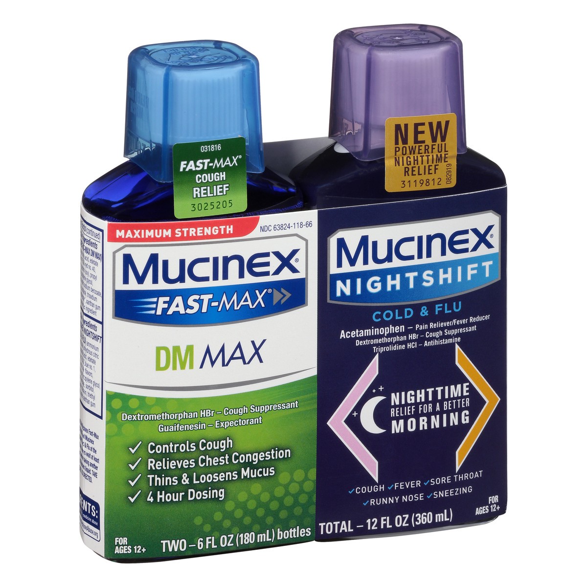 slide 4 of 9, Mucinex Fast-Max/Night Shift DM Max/Cold & Flu 2 ea, 12 oz