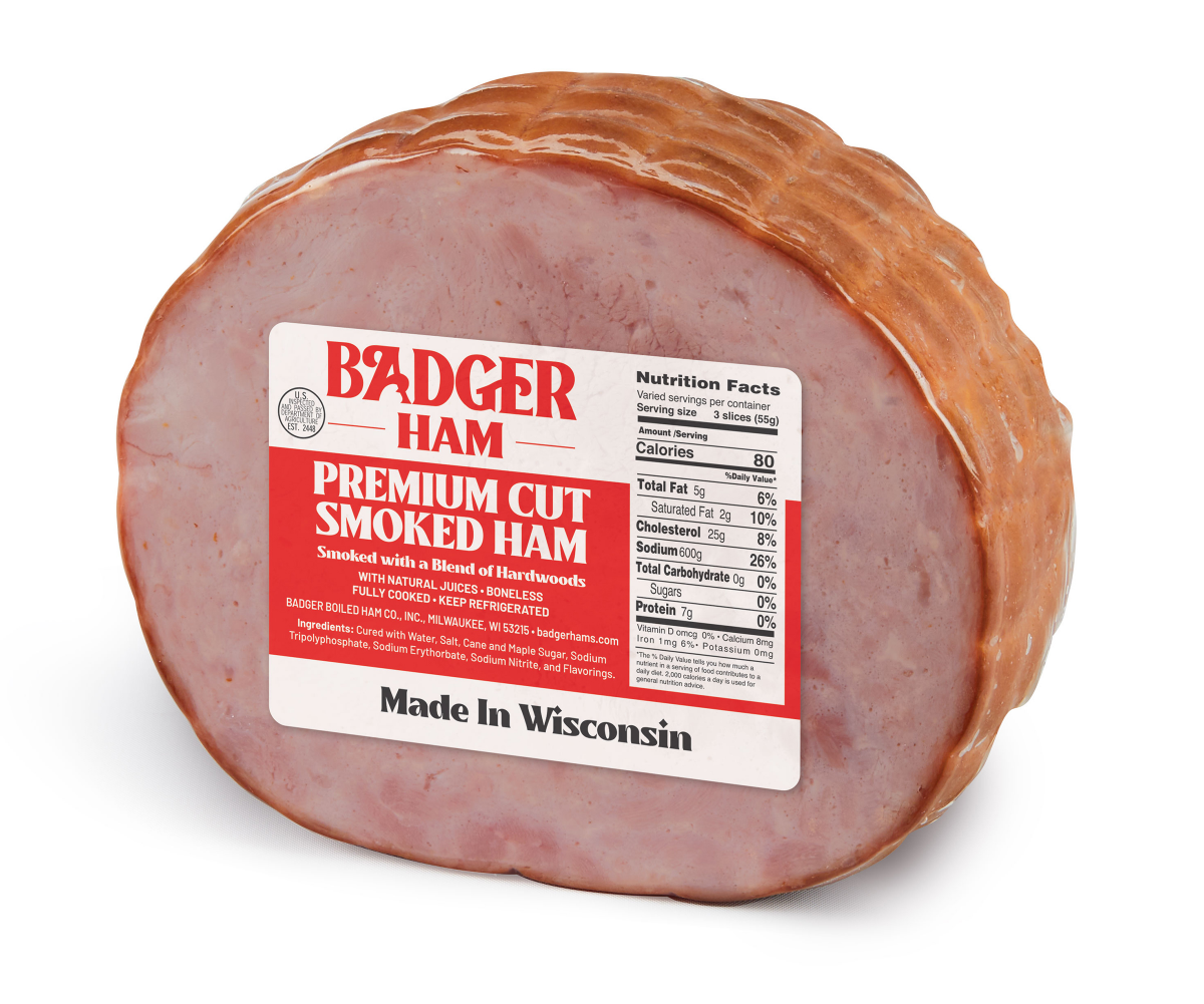 slide 1 of 1, Badger Ham Premium Smoked Ham, per lb