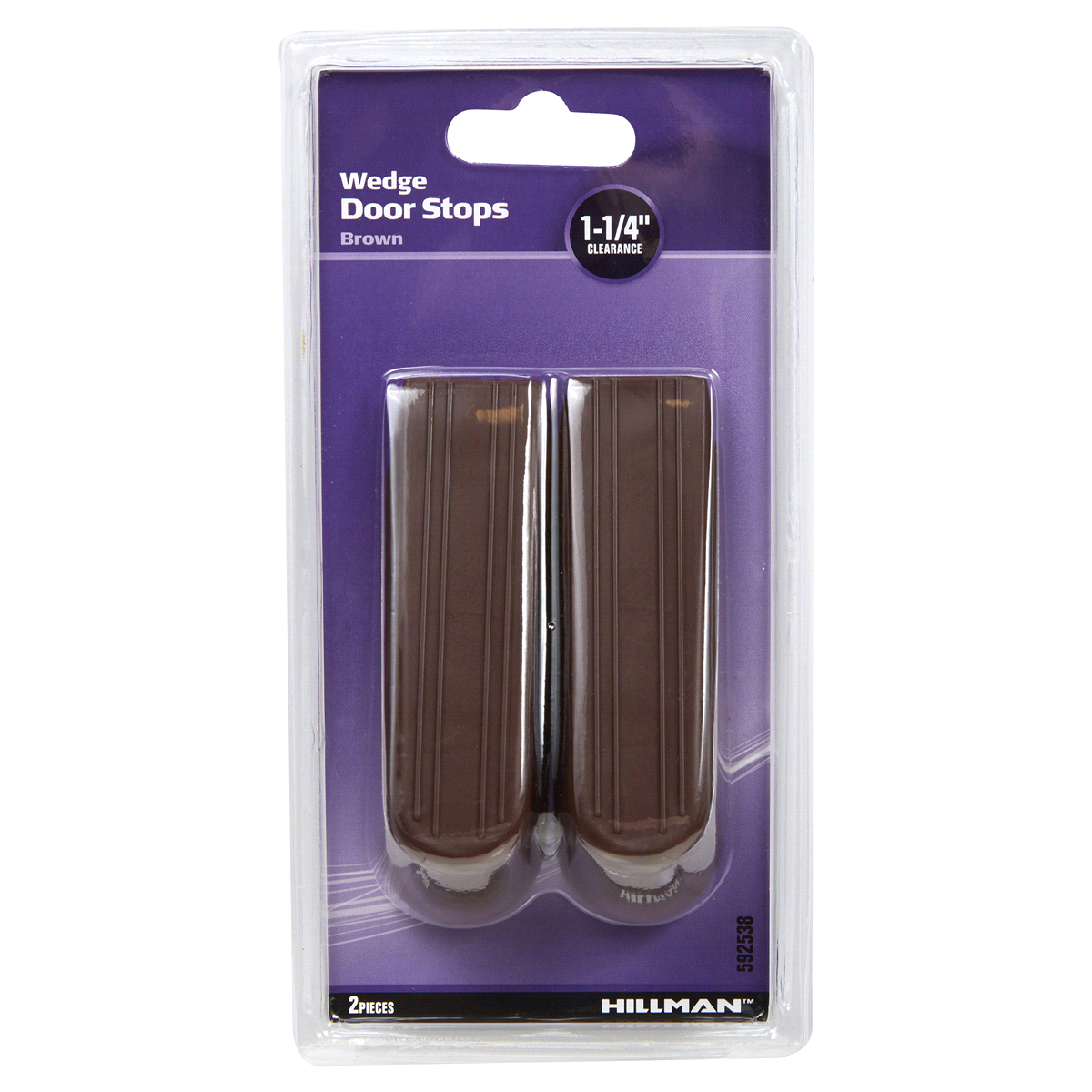 slide 1 of 5, Hillman Wedge Door Stops Brown, 1-1/4", 2 ct