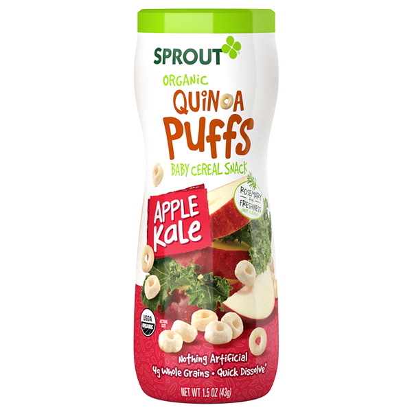 slide 1 of 2, Sprout Apple Kale Organic Quinoa Puffs, 1.5 oz