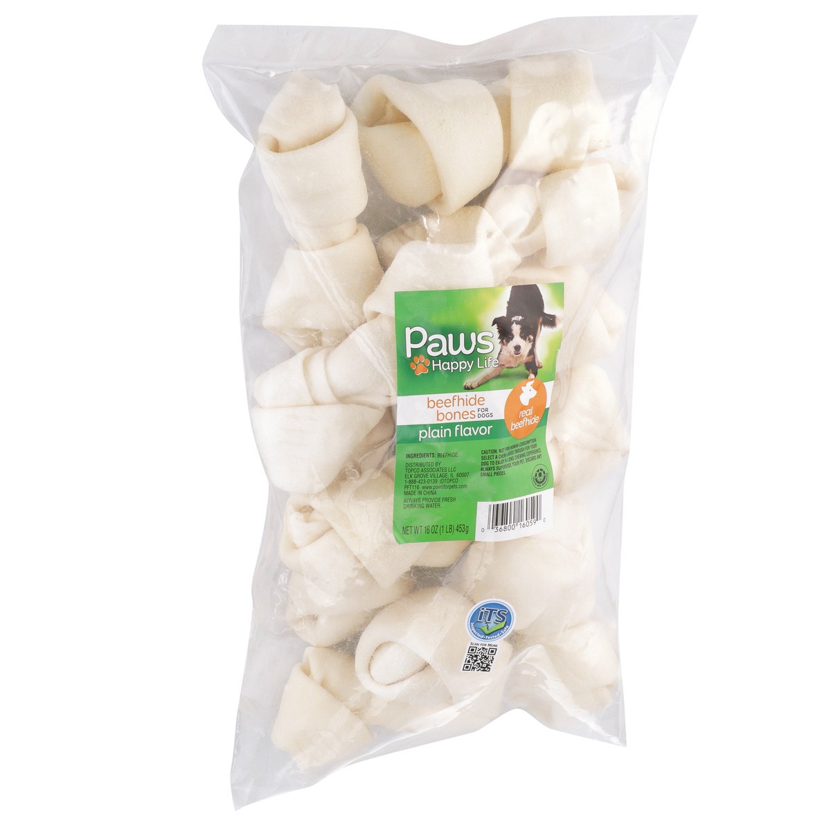 slide 3 of 9, Paws Happy Life Plain Flavor Beefhide Bones For Dogs, 16 oz