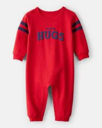 Carter's Baby Valentine's Day More Hugs French Terry Long-Sleeve Jumpsuit - Red Red 9M