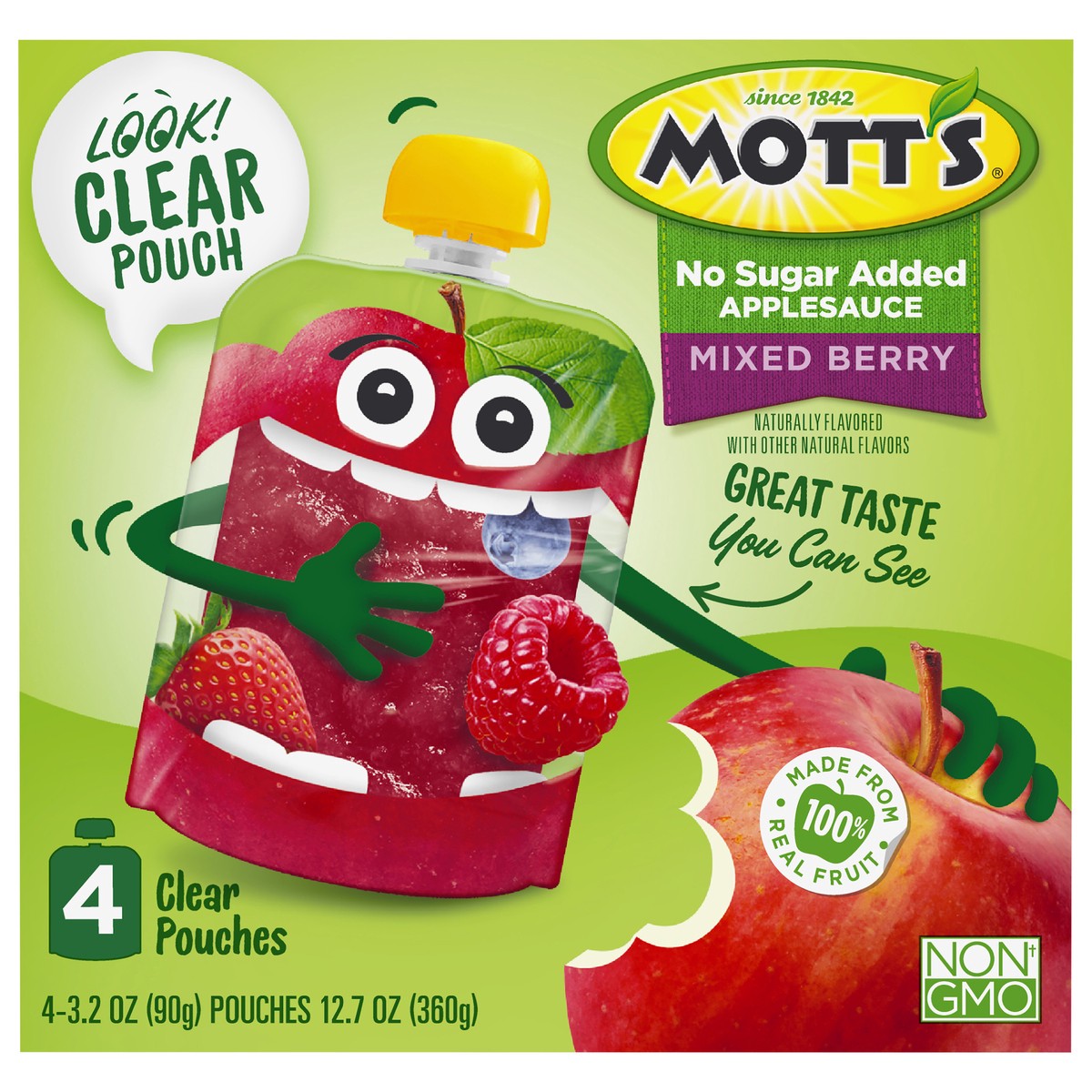 slide 1 of 12, Mott's Mixed Berry Applesauce 4 - 3.2 oz Pouches, 4 ct