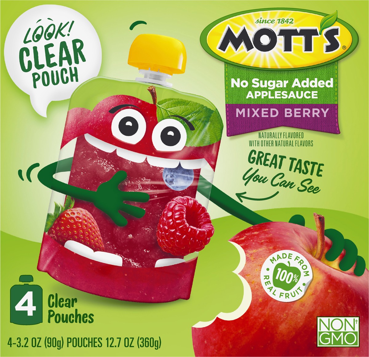 slide 1 of 12, Mott's Mixed Berry Applesauce 4 - 3.2 oz Pouches, 4 ct