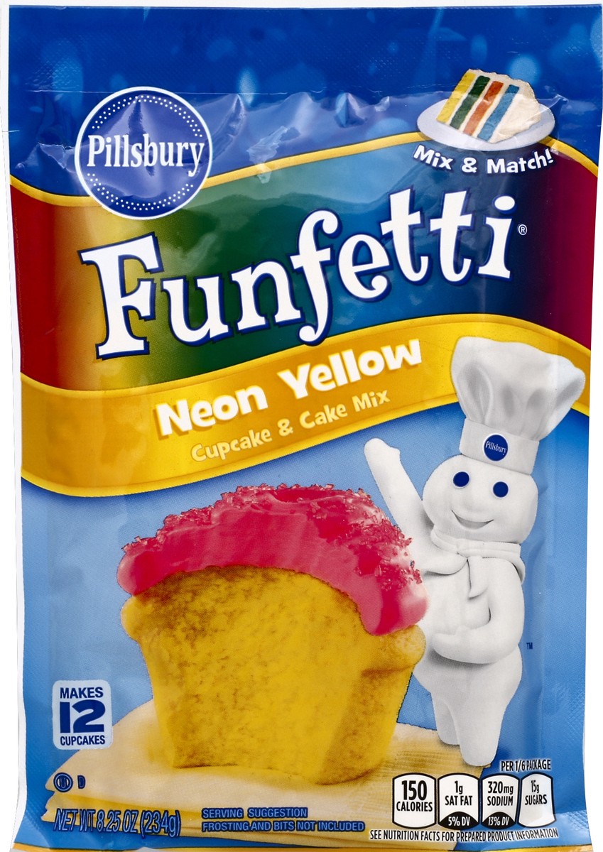 slide 5 of 6, Pillsbury Funfetti Neon Yellow Cupcake & Cake Mix, 8.25 oz