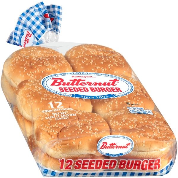 slide 1 of 1, Butternut Enriched Seeded Burger Buns 12 Ct Bag, 21 oz