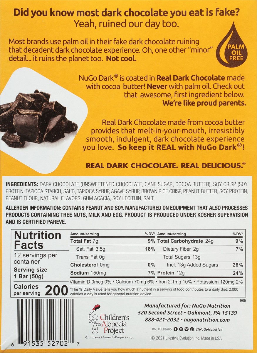 slide 6 of 9, NuGo Dark Peanut Butter Cup Protein Bars - 12 ct, 12 ct