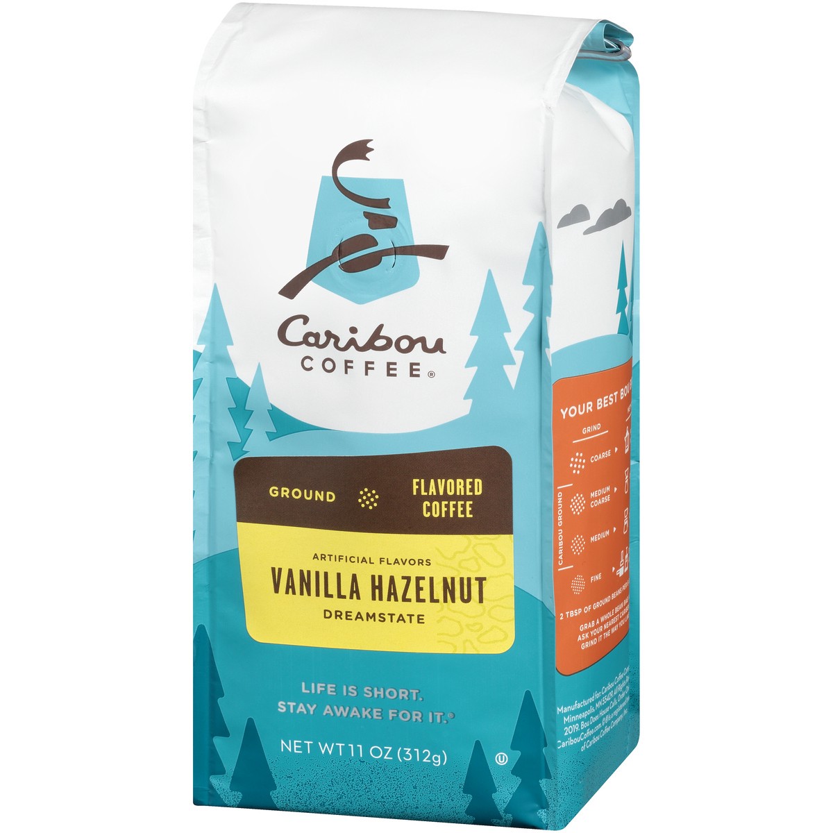 slide 2 of 9, Caribou Coffee Vanilla Hazelnut Ground Coffee 11 oz. Stand-Up Bag, 11 oz