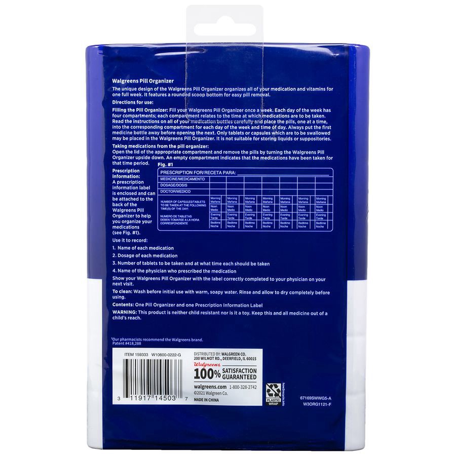 slide 2 of 2, Walgreens Standard 7-Day Pill Organizer, 1 ct