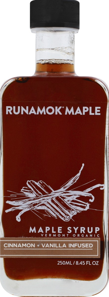 slide 1 of 8, Runamok Maple Maple Syrup, Vermont Organic, Cinnamon + Vanilla Infused, 250 ml