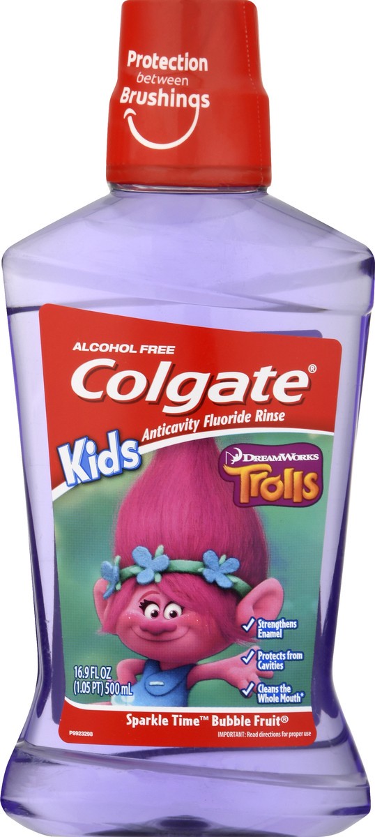 slide 9 of 12, Colgate Kids Anticavity Mouthwash, Trolls, Bubble Fruit - 500 mL, 16.9 fl.oz. (6 Pack), 16.9 fl oz