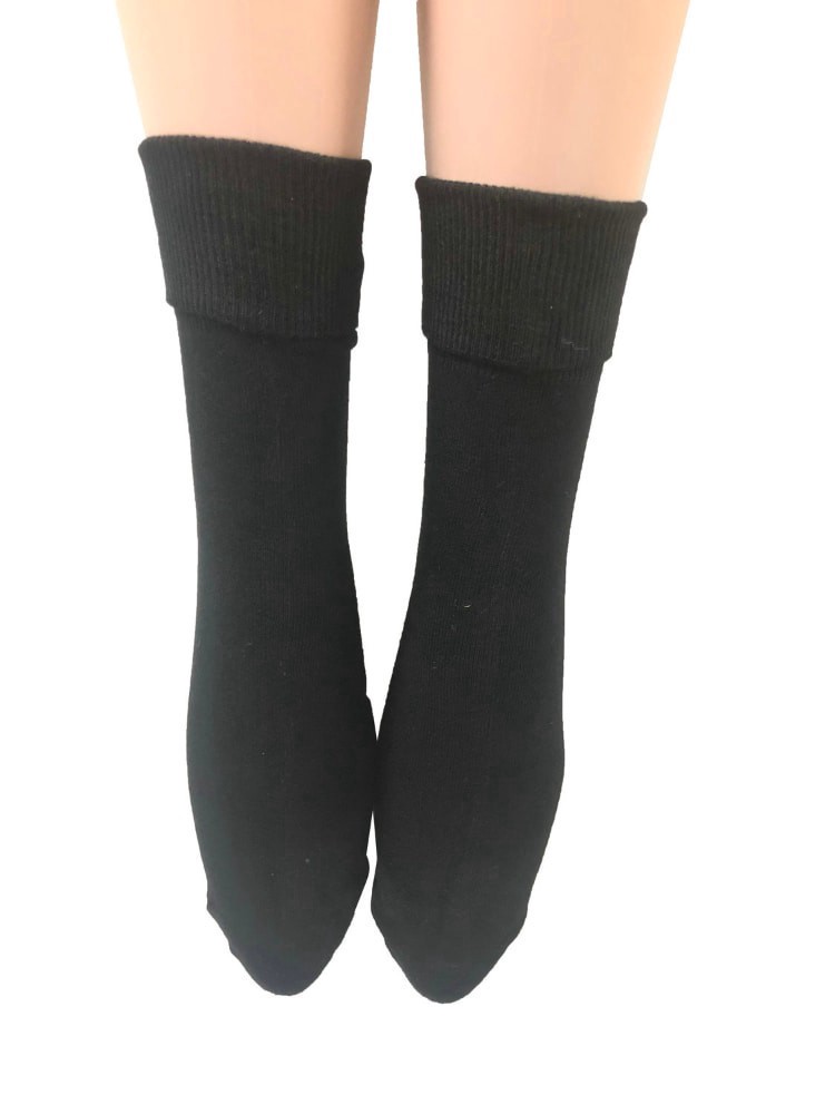 slide 2 of 2, Legale Turn Cuff Rayon Socks - Black, 2 ct
