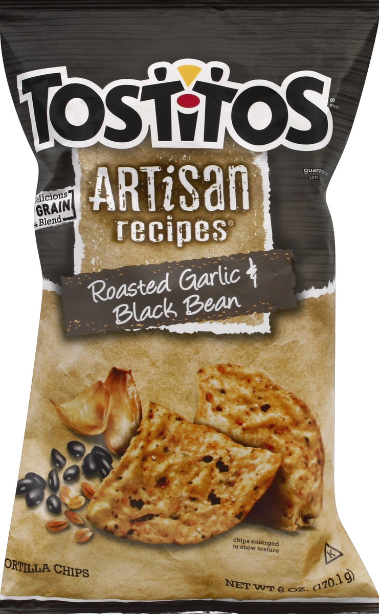 slide 5 of 5, Tostito's Artisan Recipes Roasted Garlic & Black Bean Flavor, 6 oz