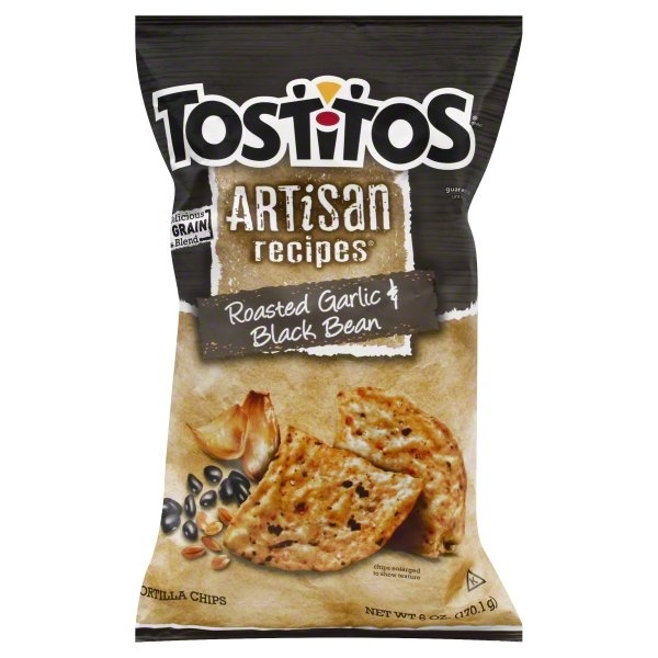 slide 1 of 5, Tostito's Artisan Recipes Roasted Garlic & Black Bean Flavor, 6 oz