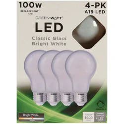 Green Watt A19 100-Watt Frosted LED Light Bulbs - Bright White