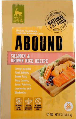 slide 1 of 1, Abound Salmon & Brown Rice Dry Cat Food, 3.5 lb
