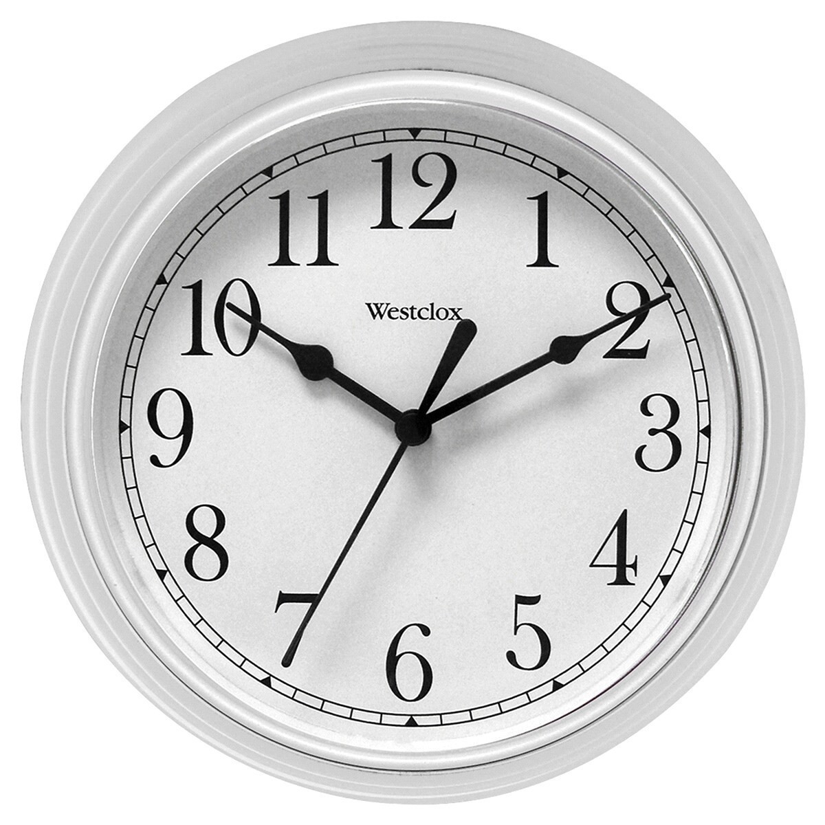 slide 1 of 1, Westclox 9" White Wall Clock, 9 in
