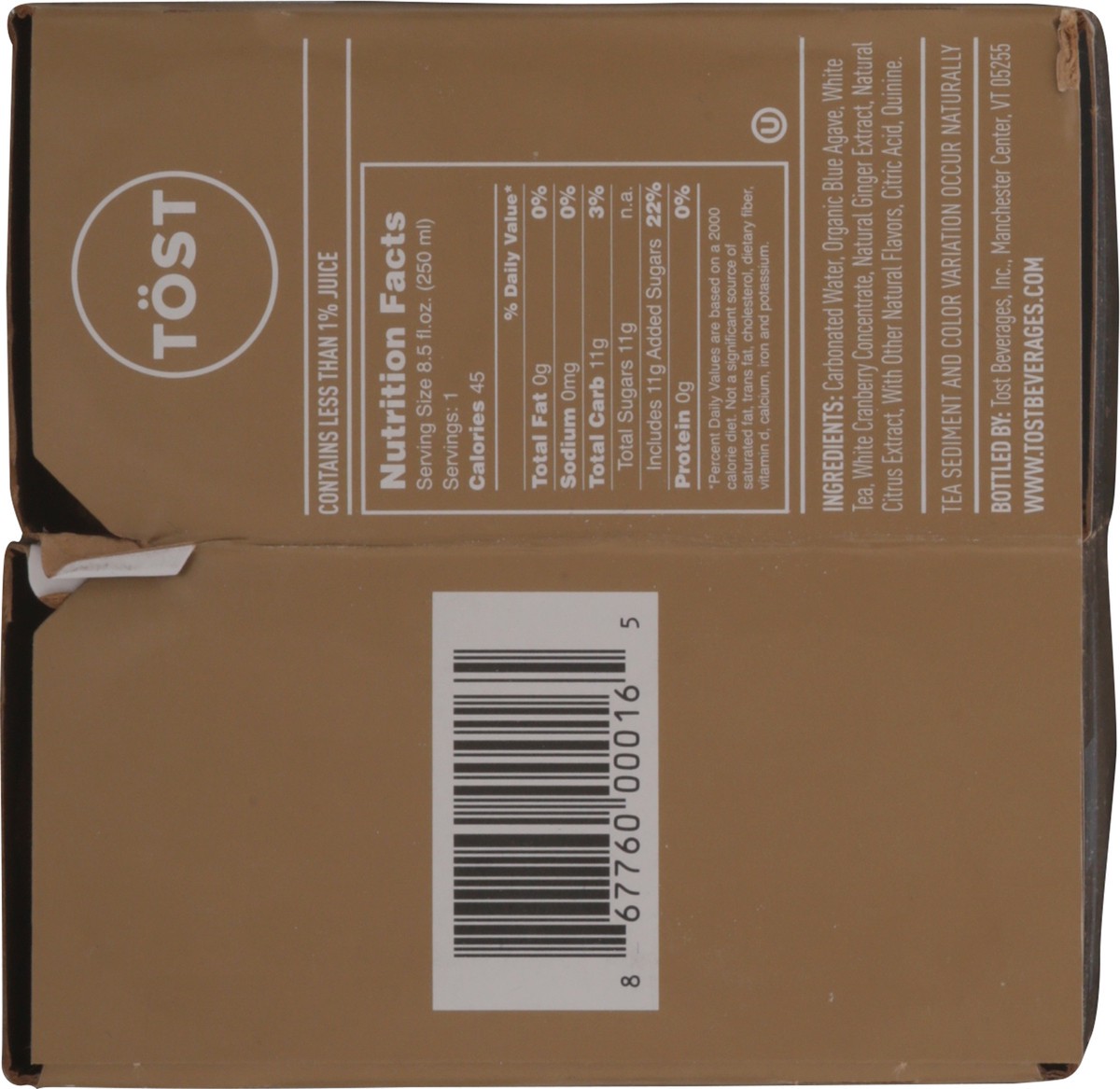 slide 11 of 13, Tost Cranberry & Ginger Sparkling White Tea - 4 ct, 4 ct; 250 ml