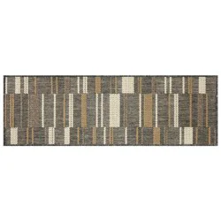 Loloi Broken Lines All-Purpose Runner Mat, 20 In X 60 In, Black Brown