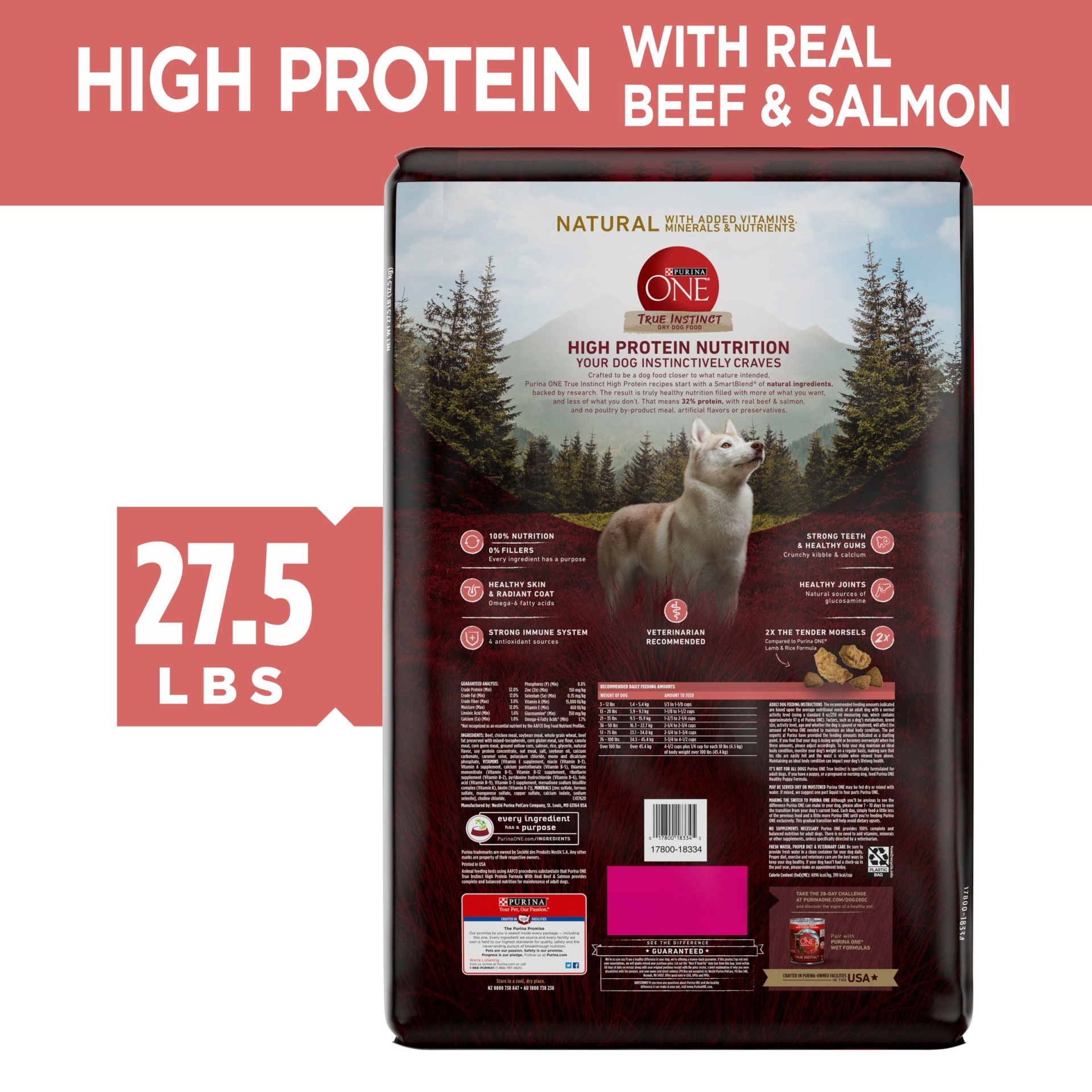 Purina ONE Natural, High Protein Dry Dog Food; SmartBlend True Instinct